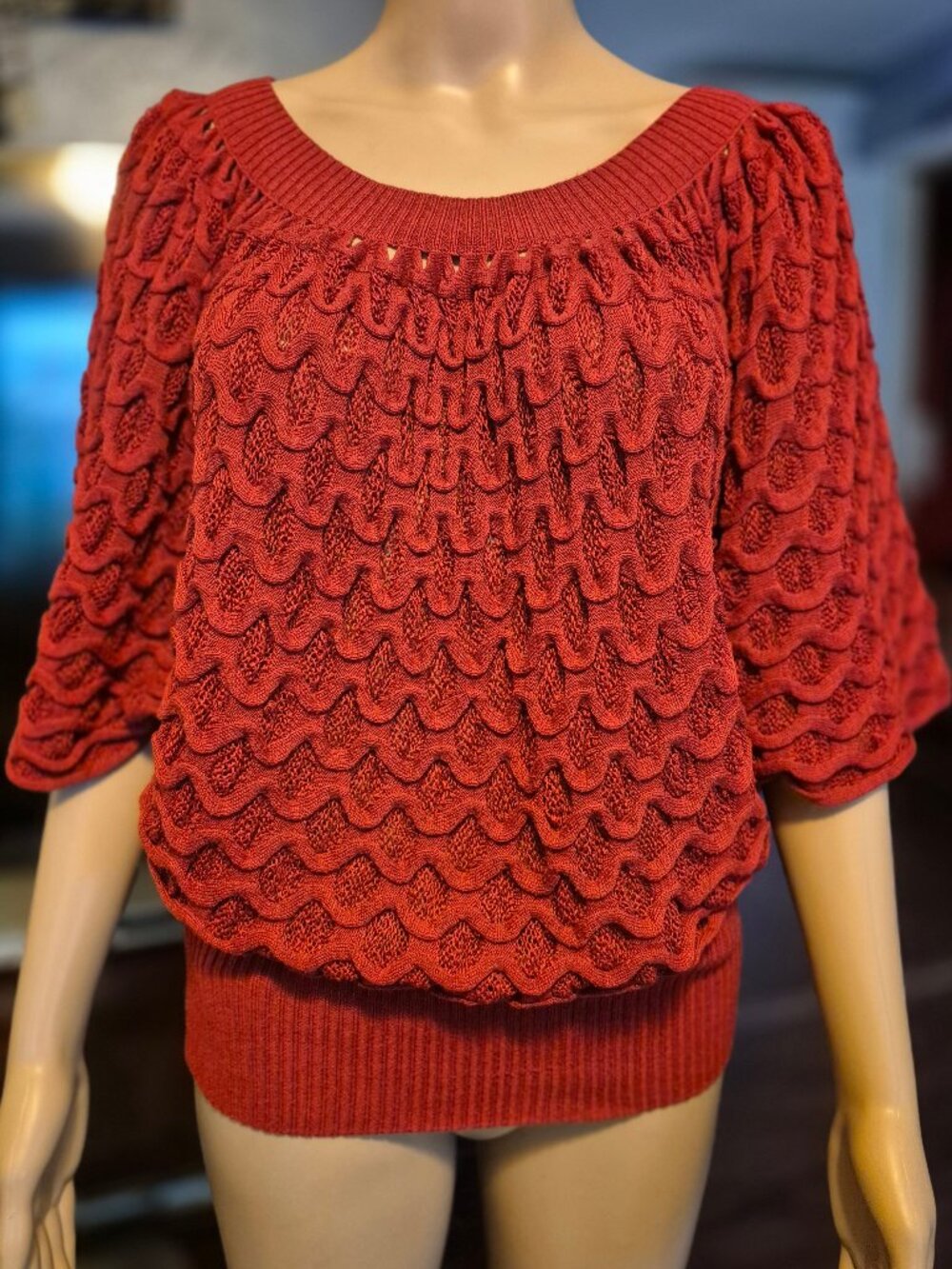 Versatile Sweater. Unbranded. Blood red. Measurements = size.